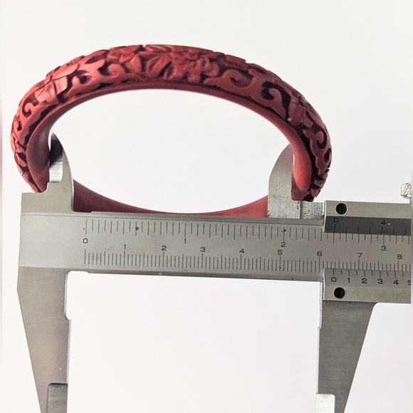 Vintage/Estate Red Carved Chinese Cinnabar Bangle Bracelets; Set of 3 - Picture 13 of 13